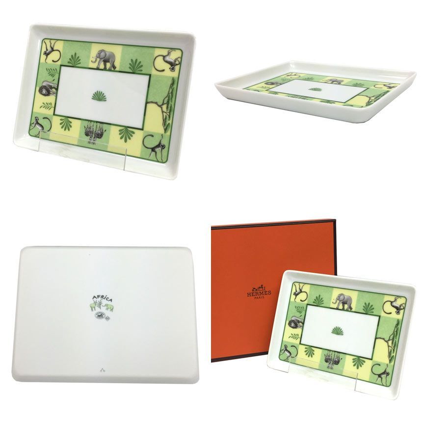 セール 新品 未使用 HERMES エルメス アフリカグリーン トレイ 小物