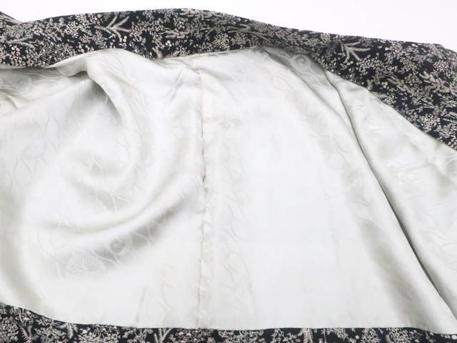 京松】羽織 植物 羽織紐付き 正絹 着物 身丈約76cm 裄丈約62.5cm
