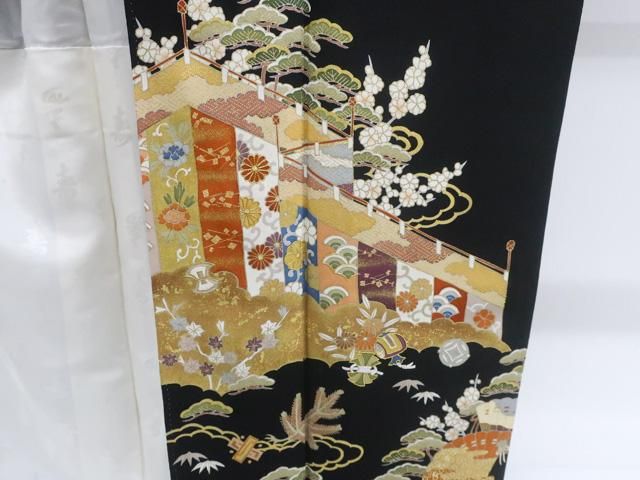  京松 黒留袖 千總 落款入り 五つ紋 金駒刺繍 比翼仕立 正絹 着物 身丈約162 cm 裄丈65 5 kyo 7 z 11 1379 着物 着物 浴衣