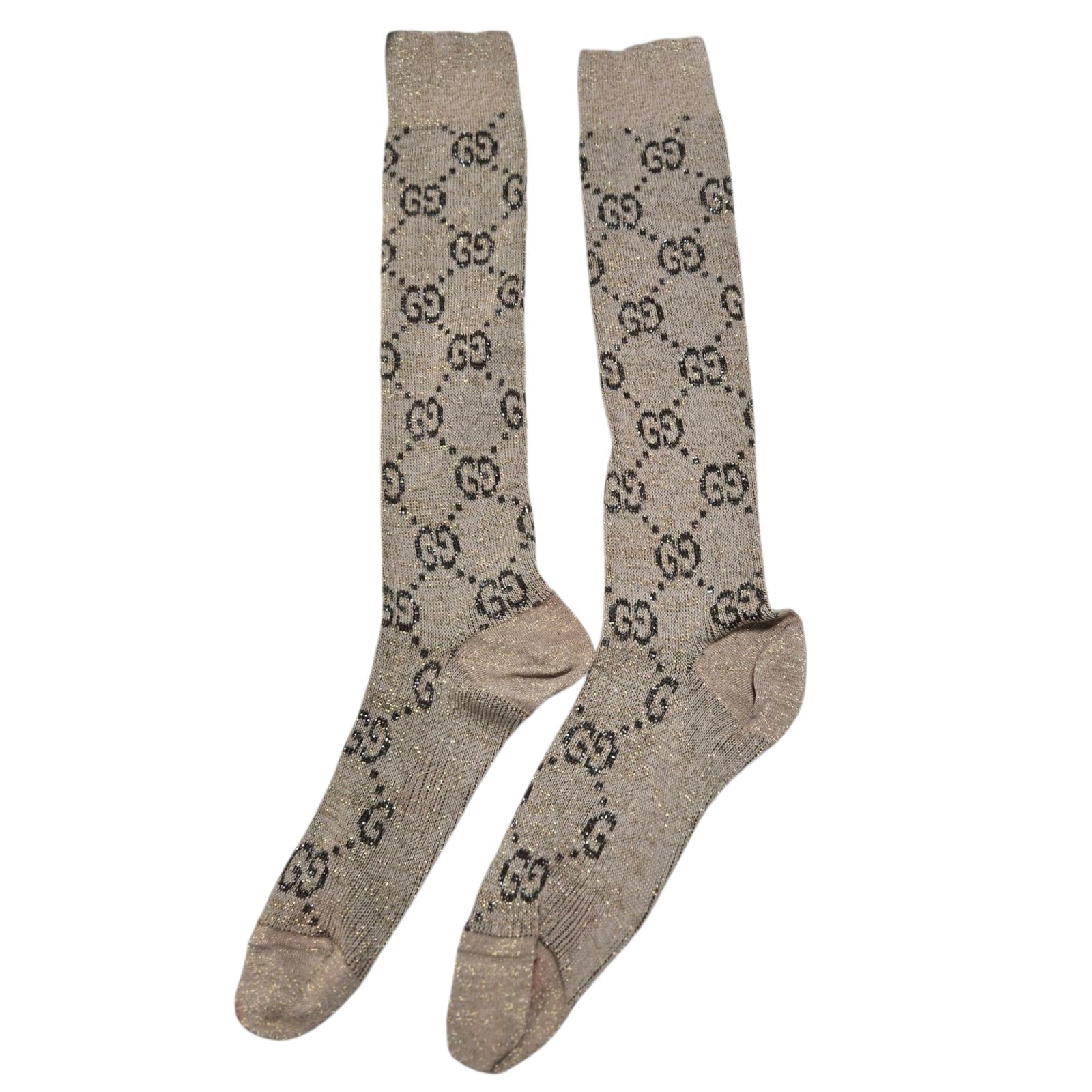 ◇グッチ Gucci GGロゴパターン ロングソックス 約23cm ブラウン系