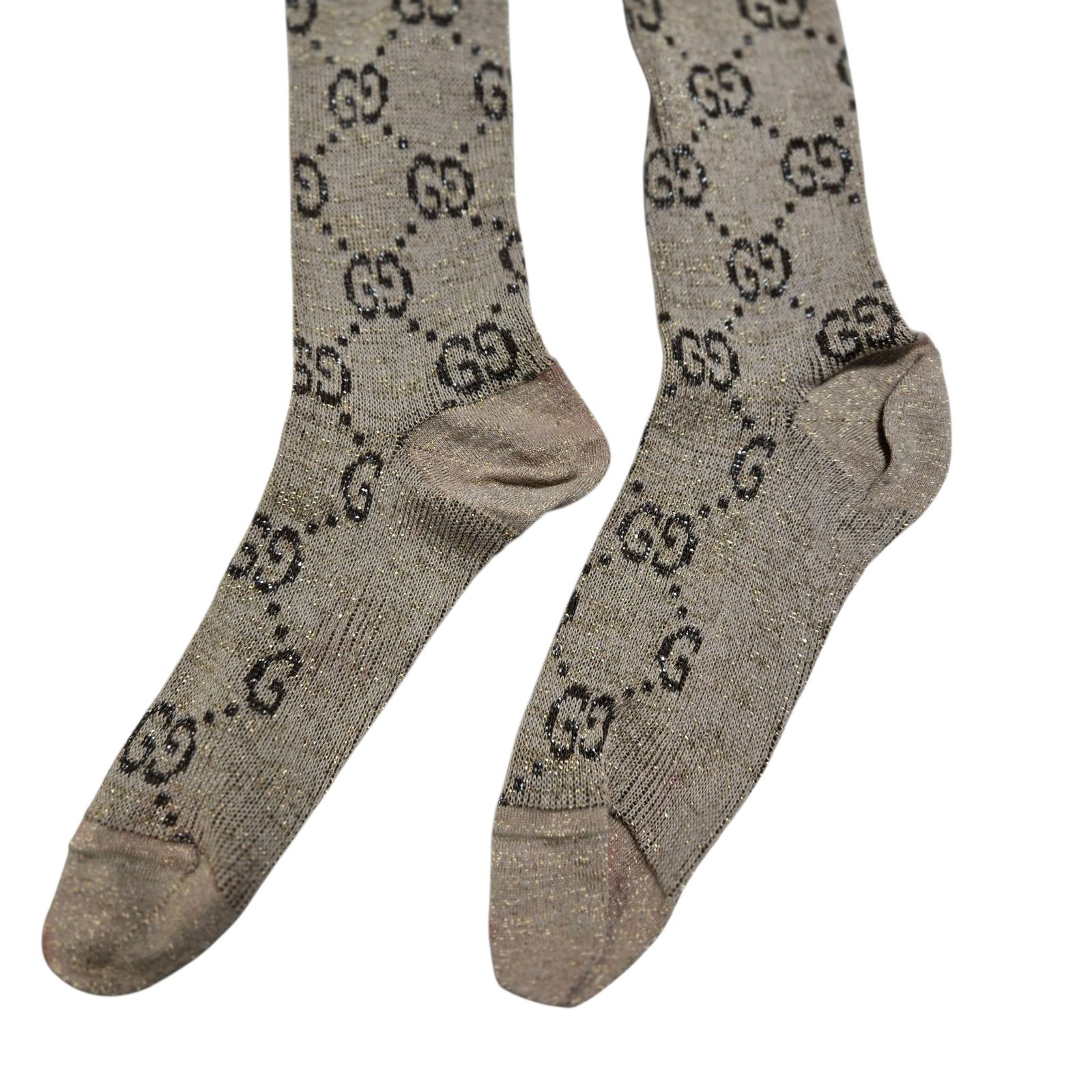 ◇グッチ Gucci GGロゴパターン ロングソックス 約23cm ブラウン系