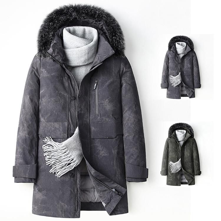 ダウンジャケット メンズ ロングコート フード付き 90％ダウン 厚手 ビジネス 秋冬 防寒 暖か アウトドア