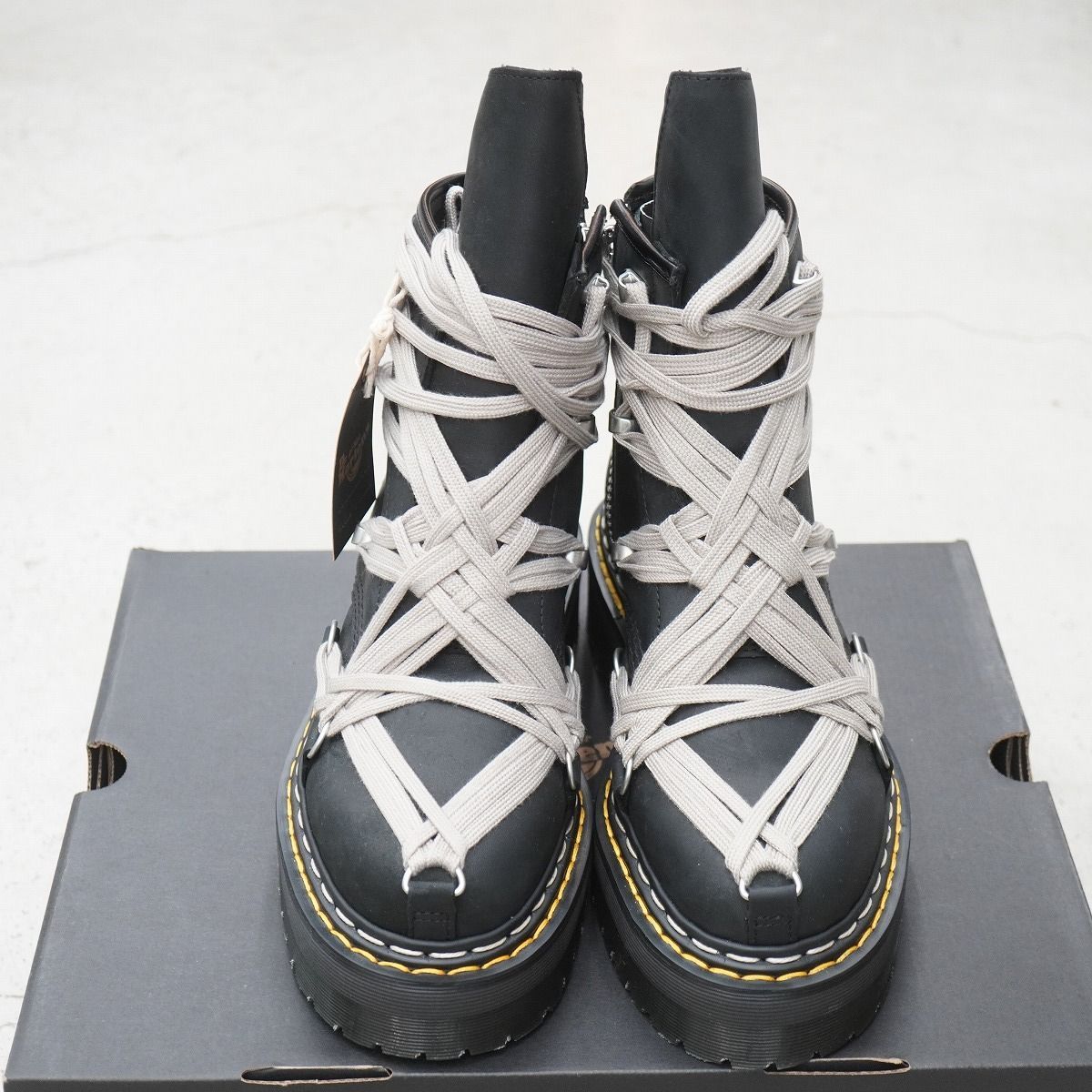 正規 Rick Owens DRKSHDW ダークシャドウ Dr Martens ドクターマーチン 1460 Quad Sole Mega Lace Boot ブーツ UK 7 1125 P