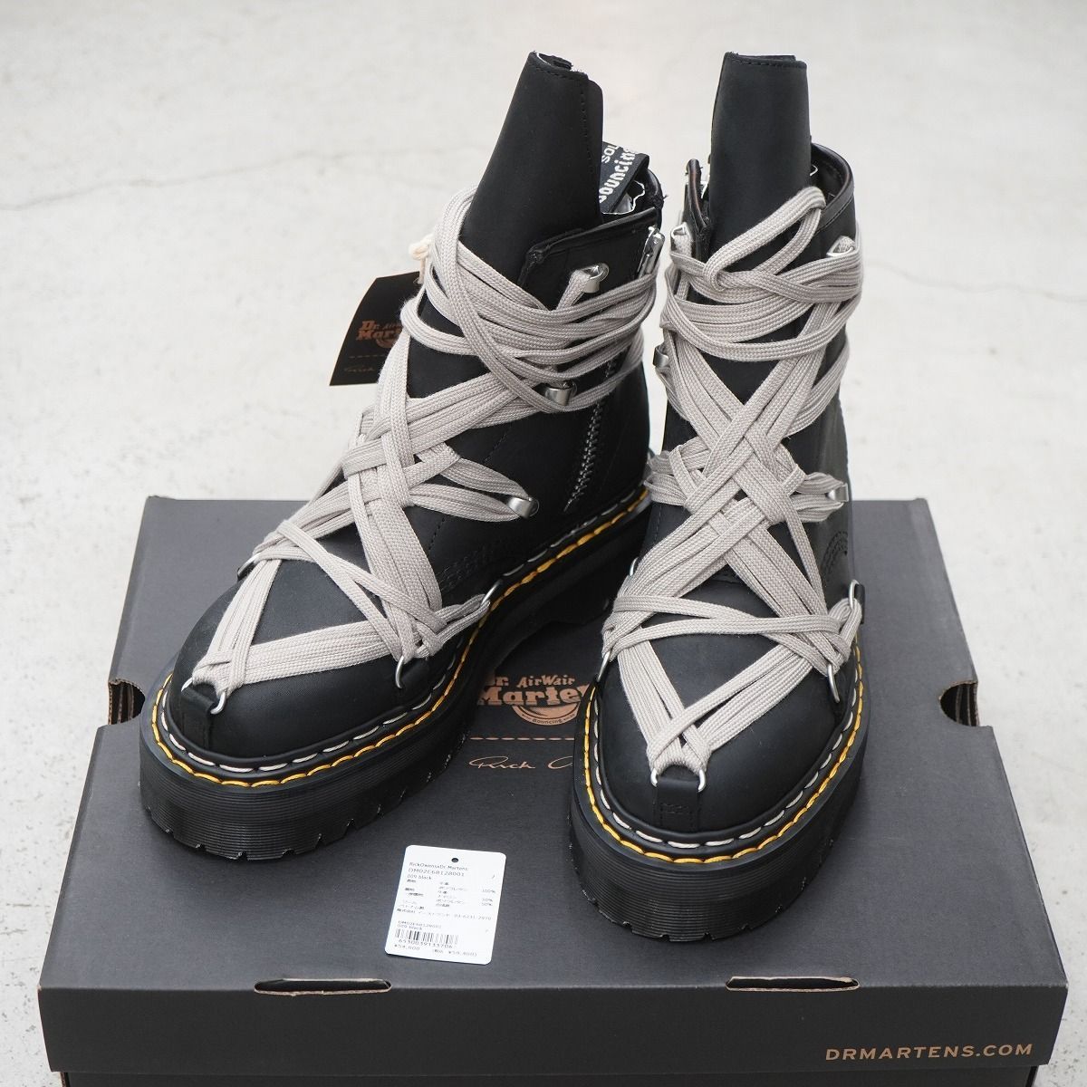 正規 Rick Owens DRKSHDW ダークシャドウ Dr. Martens ドクターマーチン 1460 Quad Sole Mega Lace Boot ブーツ UK 7 1125 P