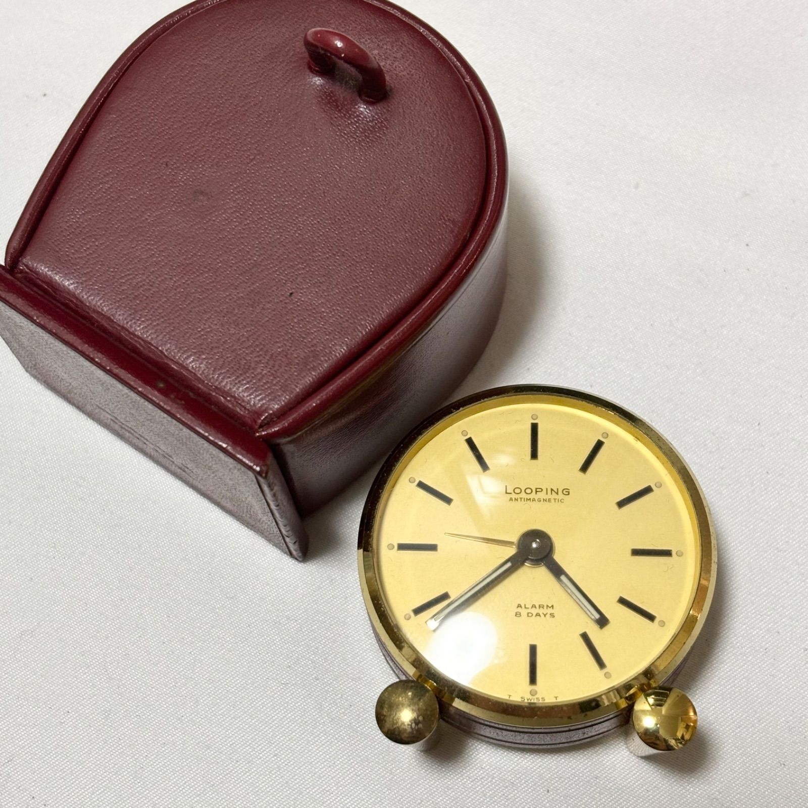Looping 　ルーピング　置時計　稼働品　3キロ　アンティーク　ヴィンテージ 送料無料】LOOPING/ルーピング/置き時計/手巻き時計/ALARM 8DAYS