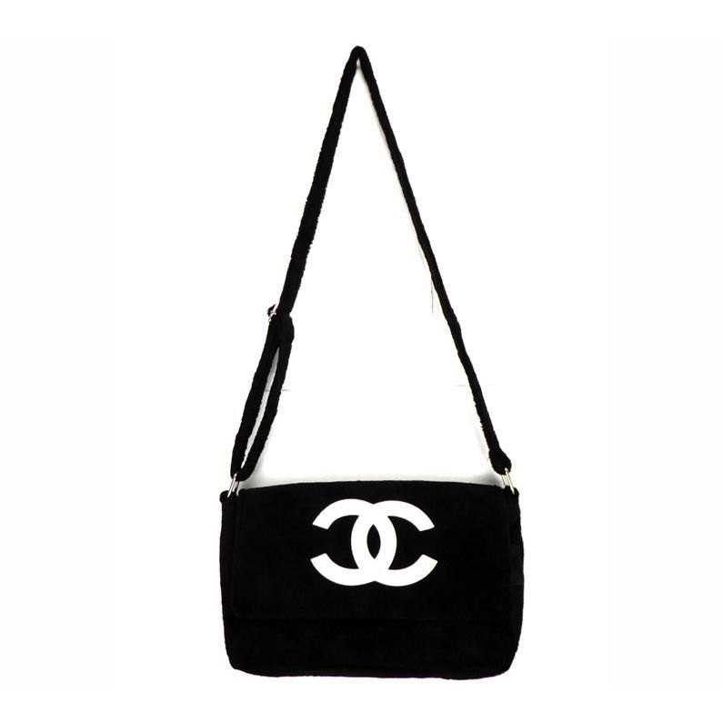 【美品】【シャネル】CHANEL ノベルティ ショルダーバッグ ココマーク 白黒 シャネル CHANEL ココマーク ノベルティ パイル ショルダー バッグ