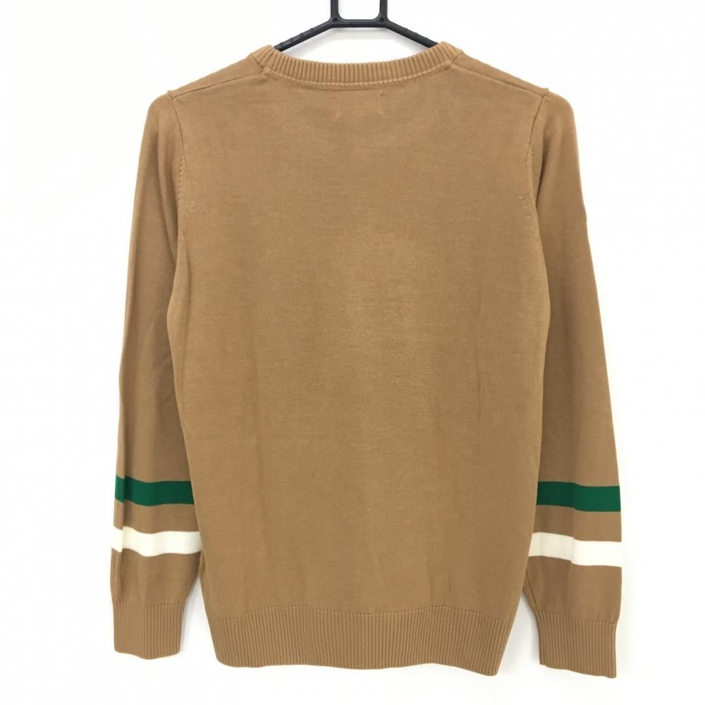超美品】ワック セーター ライトブラウン×白系×グリーン フロントロゴ