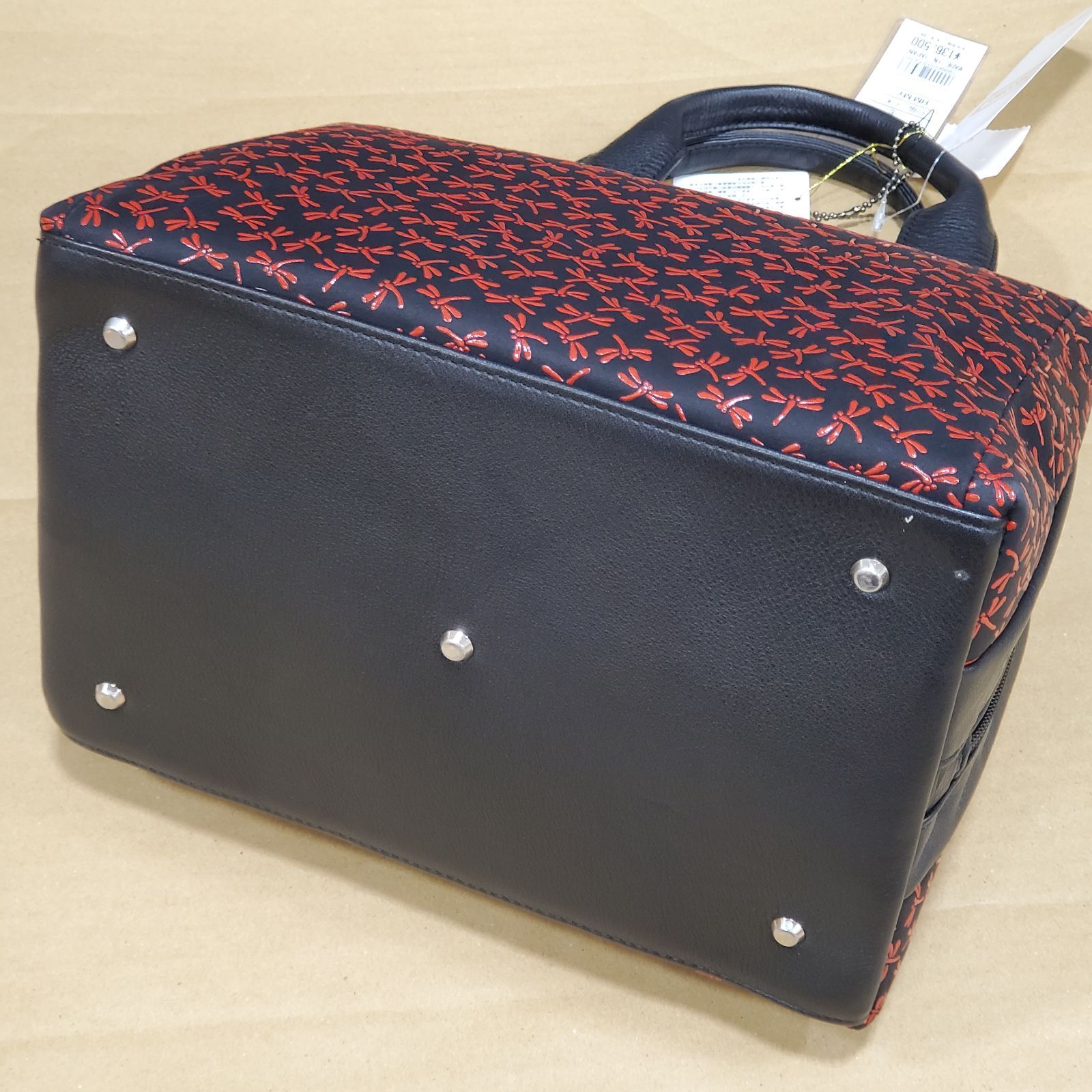 EL6】 インデンヤ 印傳屋 印伝 トンボ柄 鹿革 ハンドバッグ ミニ