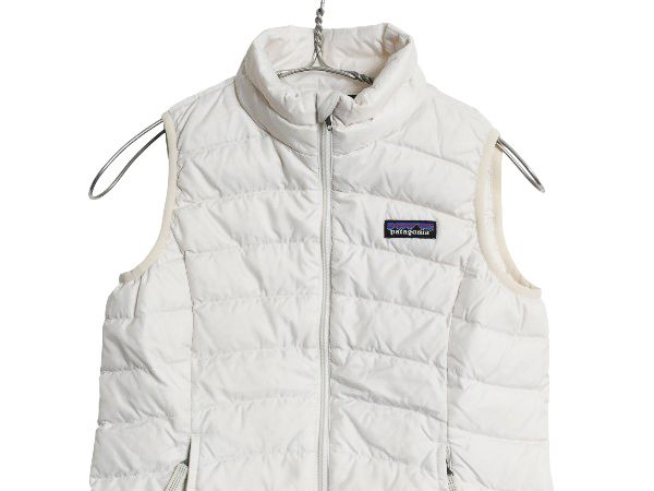 な ! パタゴニア ダウン セーター ベスト ガールズ S 130 cm 程 16年製 フルジップ 600フィル アウトドア 重ね着 前開き ハイネック ワンポイント