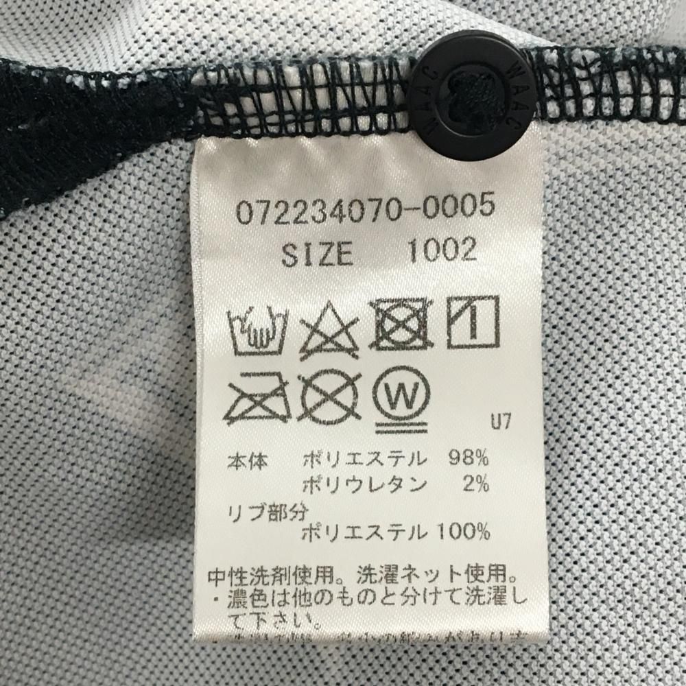 超美品】ワック 長袖ポロシャツ 黒系×白 総柄 胸ロゴ レディース 2(M