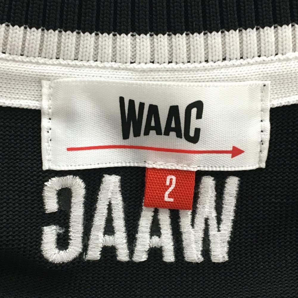 超美品】ワック ニットベスト 黒×白 胸ロゴ Vネック レディース 2(M