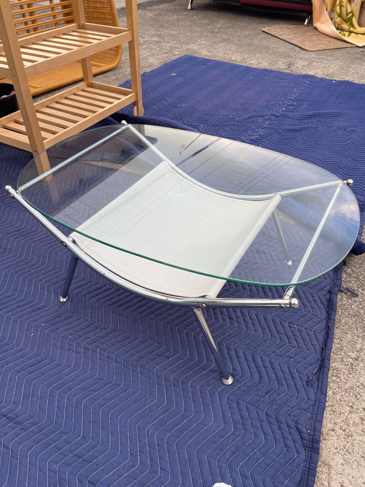 ミッドセンチュリー　スペースエイジ　ローテーブル　楕円　70年代　ガラステーブル ✨希少品】ミッドセンチュリー スペースエイジ ローテーブル 楕円 70