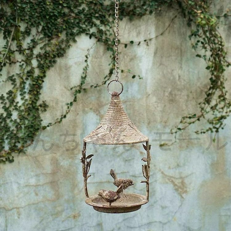 新品?未使用】 ガーデンオーナメント 鳥 鋳鉄製 バードフィーダー