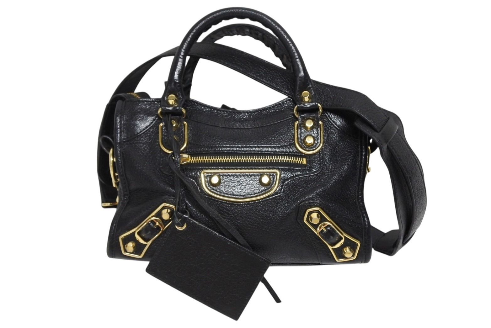 バレンシアガ ミニ シティ ハンドバッグ ショルダーバッグ 2 WAY 390160 レザー ブラック 4 b 009632