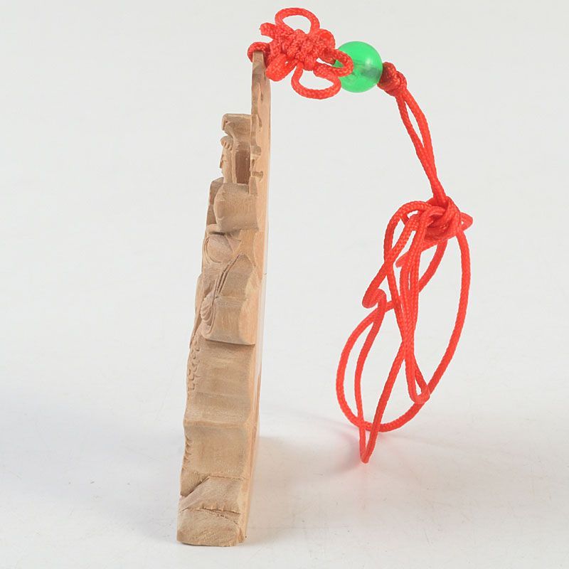 仏教美術 香木 白檀彫刻 神獣乗り観音菩薩像 仏像 根付 置物 N S425