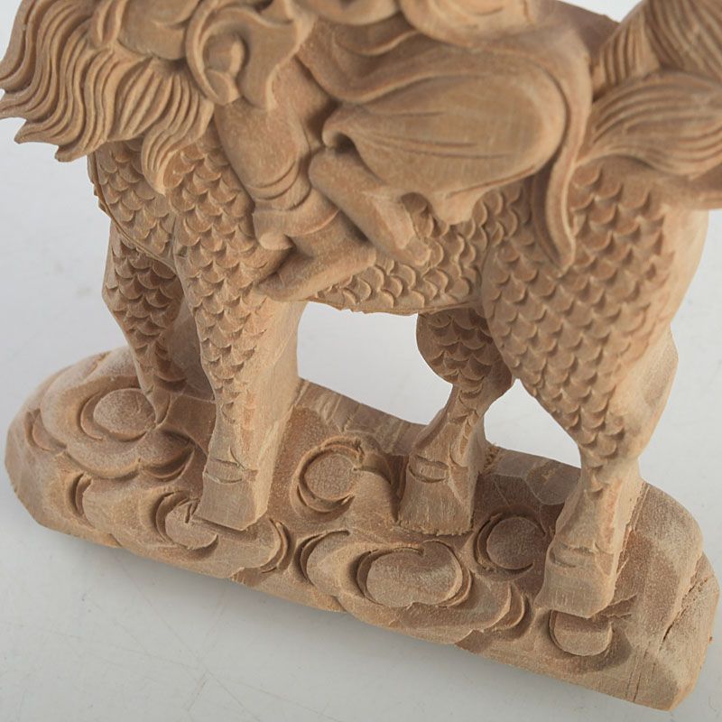 仏教美術 香木 白檀彫刻 神獣乗り観音菩薩像 仏像 根付 置物 N S425