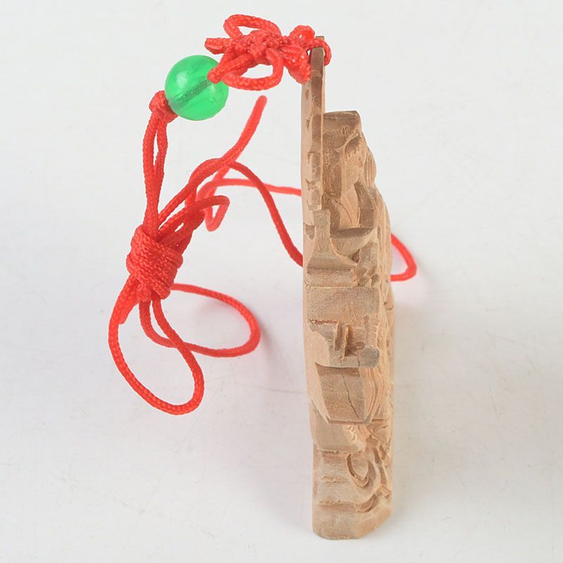 仏教美術 香木 白檀彫刻 神獣乗り観音菩薩像 仏像 根付 置物 N S425