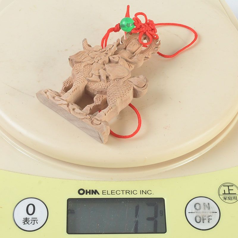 仏教美術 香木 白檀彫刻 神獣乗り観音菩薩像 仏像 根付 置物 N S425