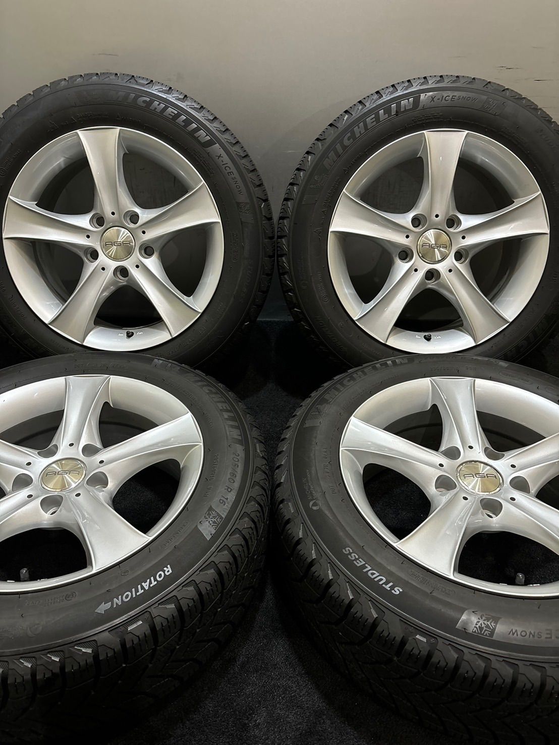 205 60 R 16 X ICE SNOW 21年製 TAS AGA 16インチ 7 J 34 120 5 H スタッドレス 4本 BMW 3シリーズ 等 南7 K 980