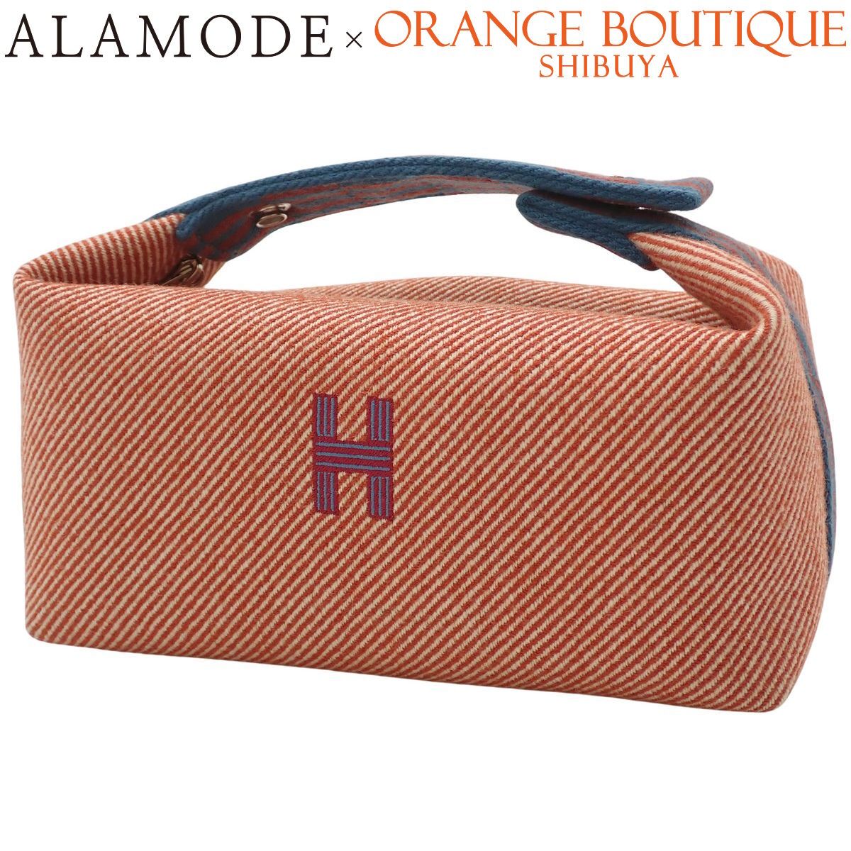 HERMES エルメス ブリッド ア ブラック PM オレンジ ブルー青 レッド赤 キャンバス パラジウム金具 シルバー金具 ポーチ ハンドバッグ レディース アラモード