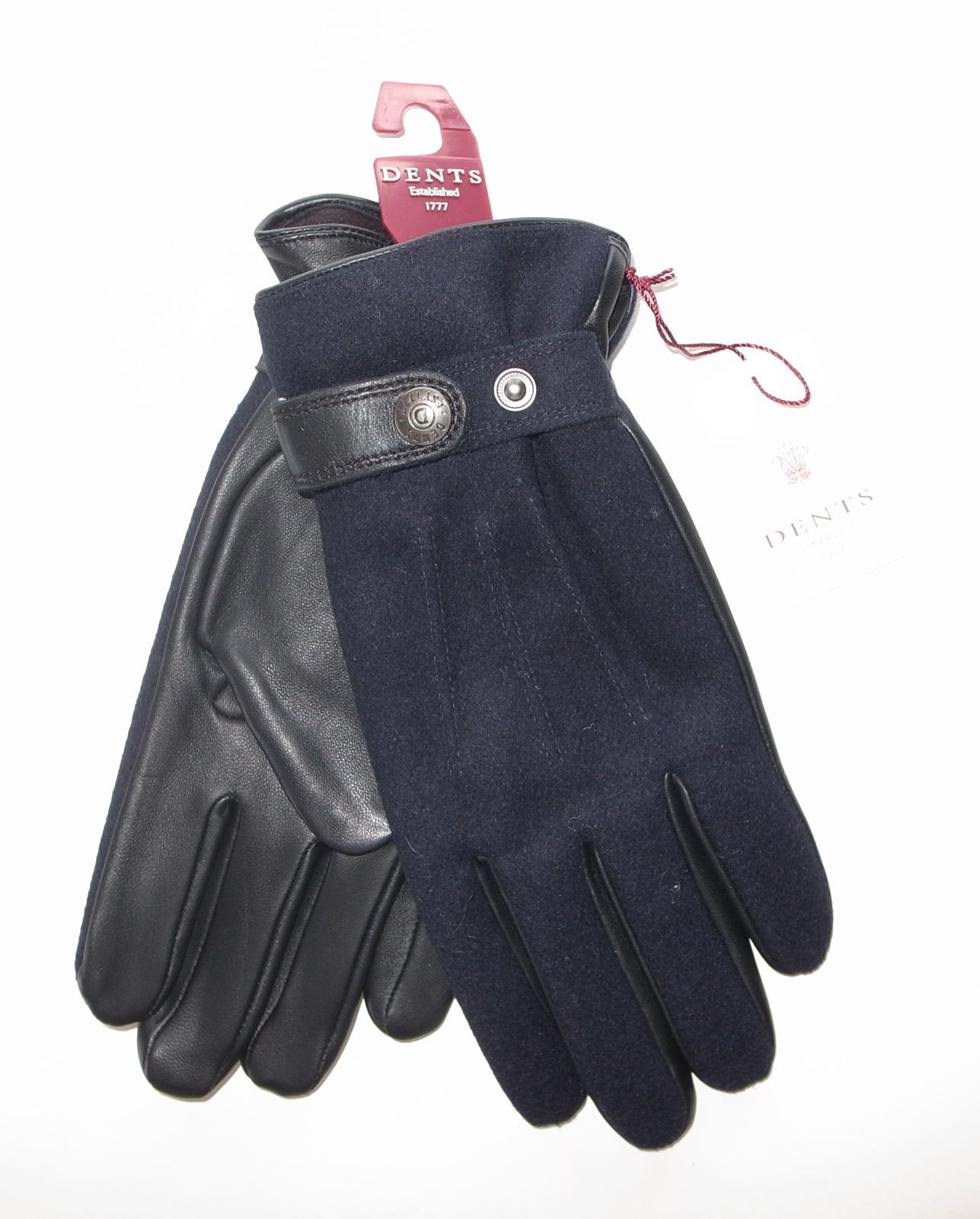 dents Guildford レザー フランネル グローブ 手袋 sizeM デンツ black navy