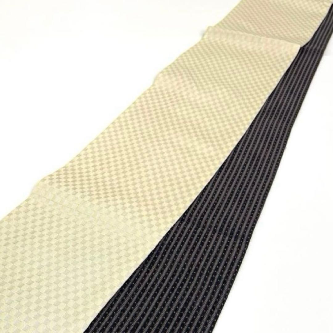 着物と帯 時流 O 25762 s ポリエステル半幅帯 リバーシブル 黒 白