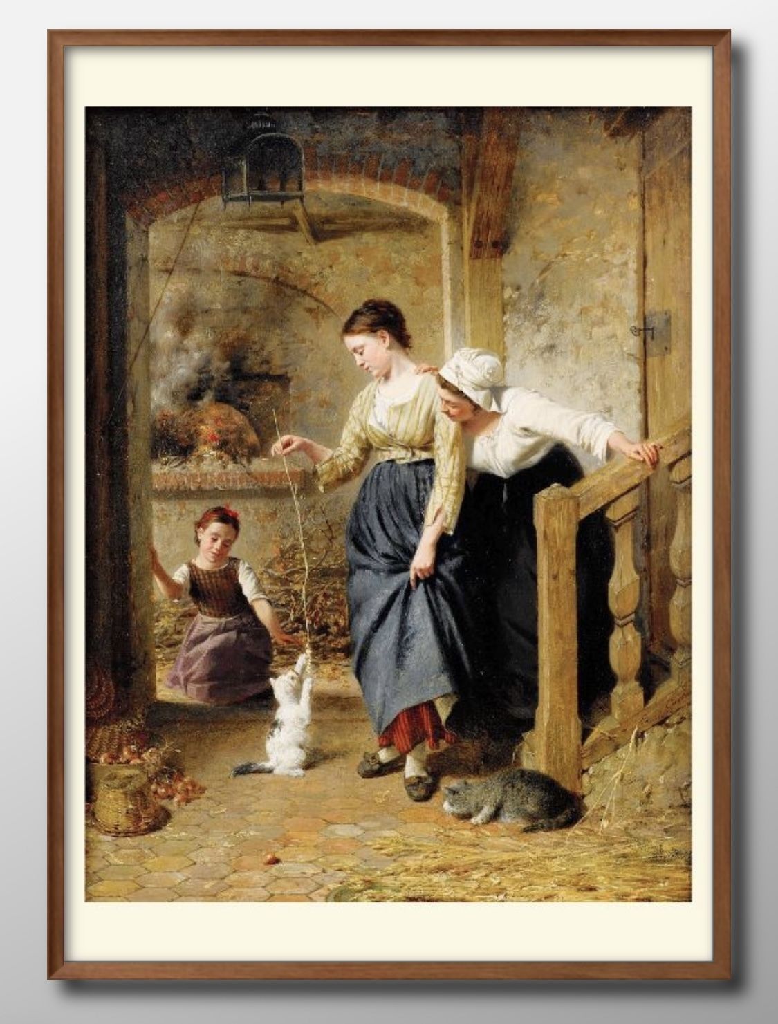 絵画　茶室用 06709エドゥアール カストル 子猫と遊ぶ A3 サイズ ポスター アート