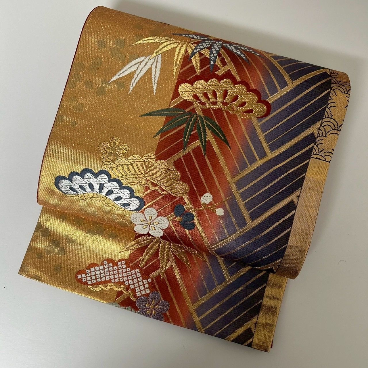 袋帯 正絹 引き箔 松文 暈し染め 六通 MA-1759 - メルカリ