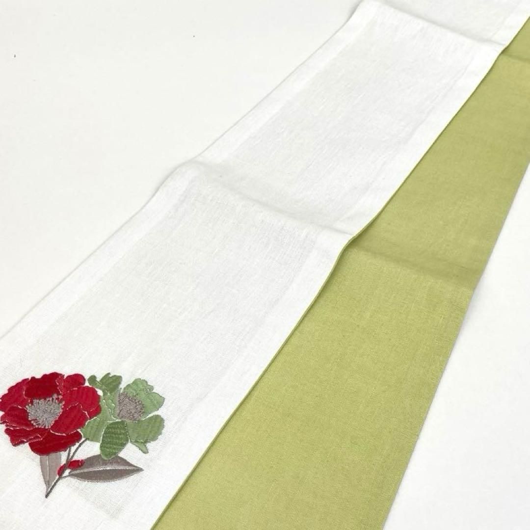 着物と帯 時流 O 25759 s 本麻 半幅帯 リバーシブル 刺繍