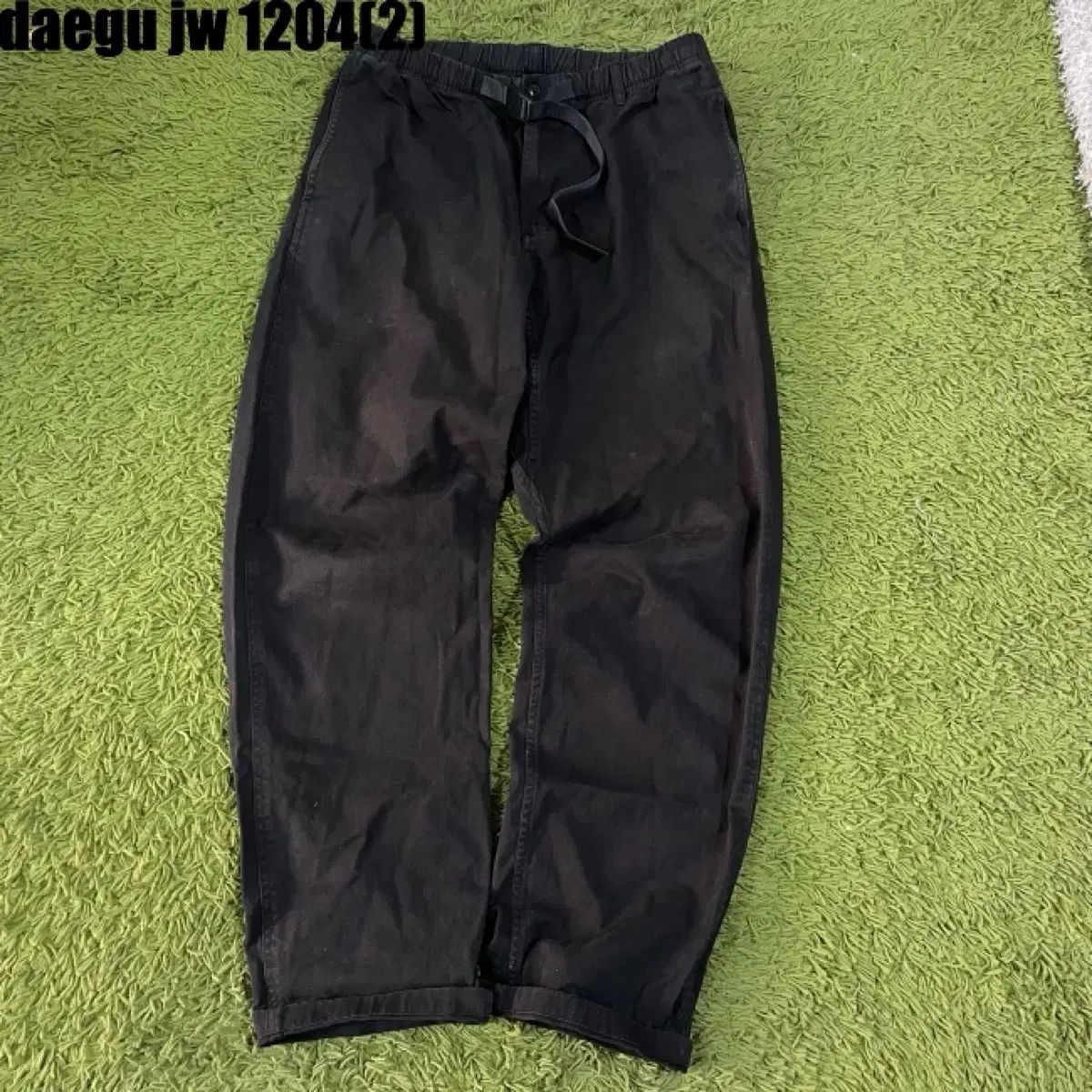 グラミチ ブラック コットン パンツ ウエストシャーリング L