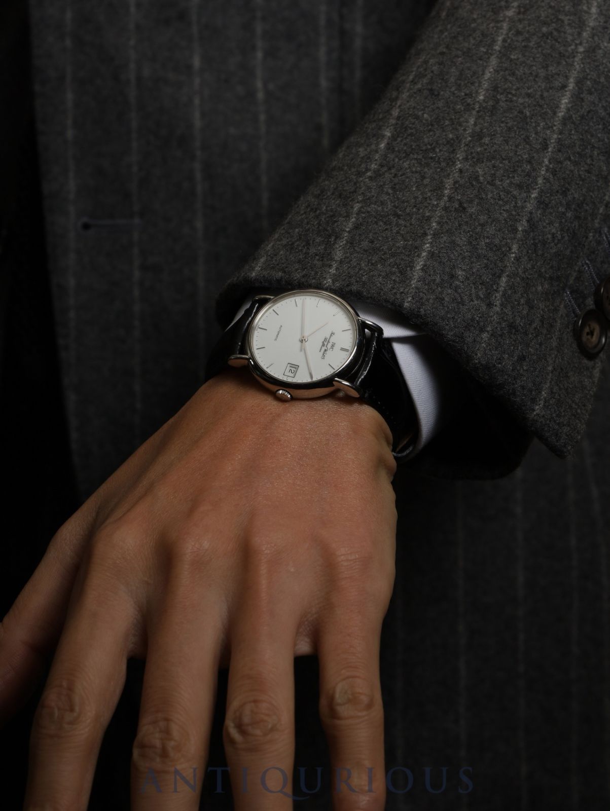  IWC アイダブリュシー ポートフィノ 自動巻き Cal C 37521 SS 革 社外尾錠 ホワイト文字盤 オーバーホール済み 手巻き時計 腕時計(アナログ)