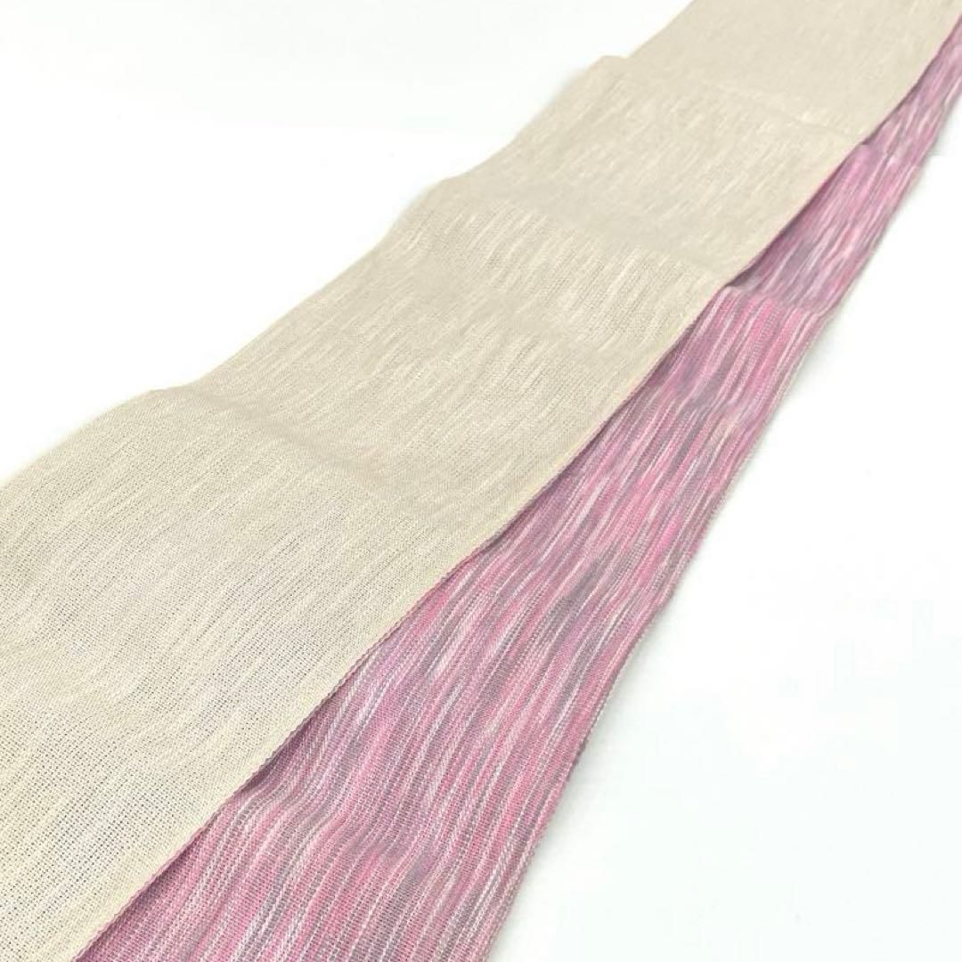 着物と帯 時流 O 25756 s 半幅帯 リバーシブル 綿麻 夏帯 ピンク