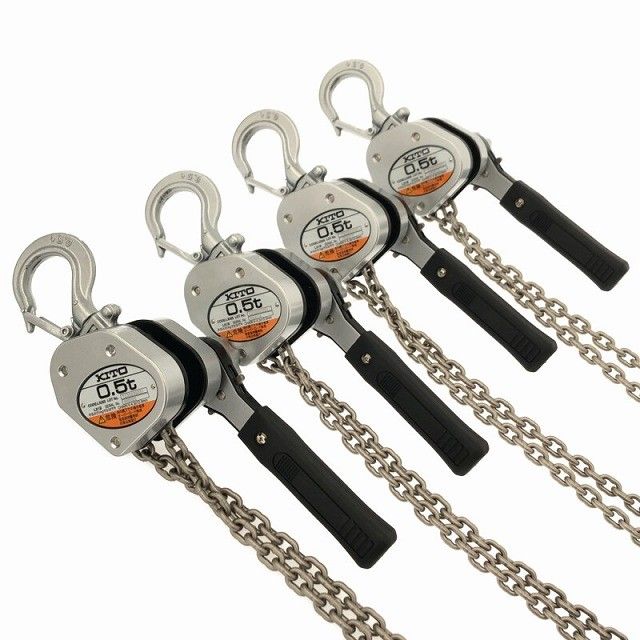 4点セット KITO キトー レバーブロック LX 005 荷重0.5 ton 0.5トン 揚程1.2 m レバーホイスト 荷揚げ 吊り具119776