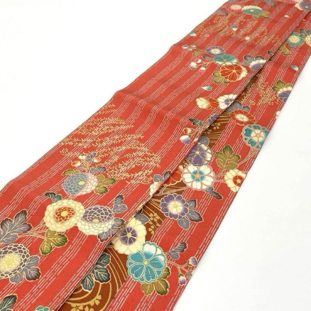 着物と帯 時流 O 25755 s 正絹 半幅帯 ちりめん リバーシブル