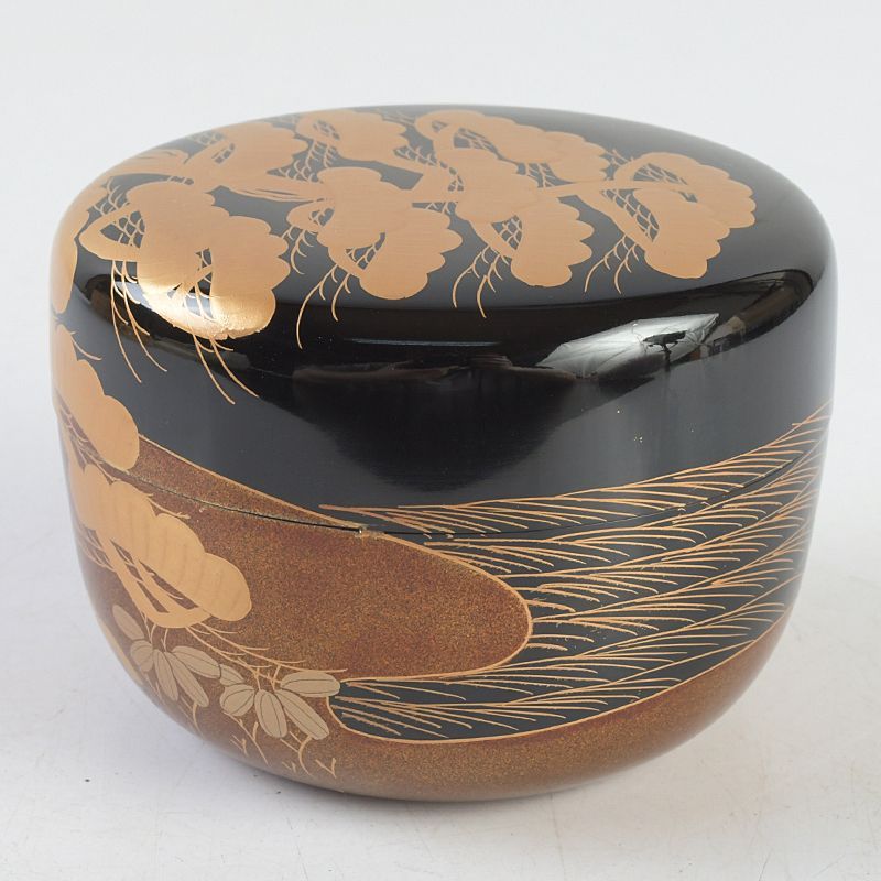 茶道具 漆塗 瑞雲造 老松蒔絵 平棗 共箱 V S437 - メルカリ