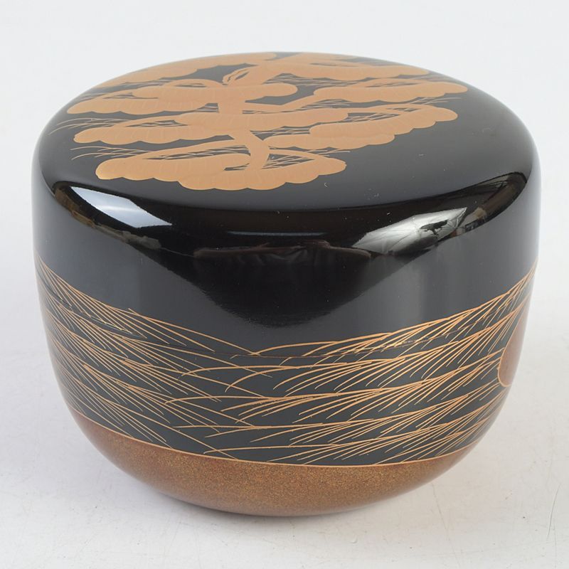 茶道具 漆塗 瑞雲造 老松蒔絵 平棗 共箱 V S437 - メルカリ