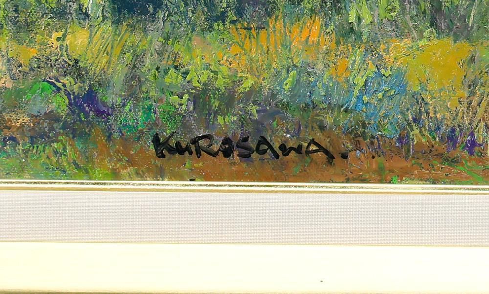 真作】【WISH】黒澤信男「山麓初冬(水上にて)」油彩 8号 ◇雪山を望む