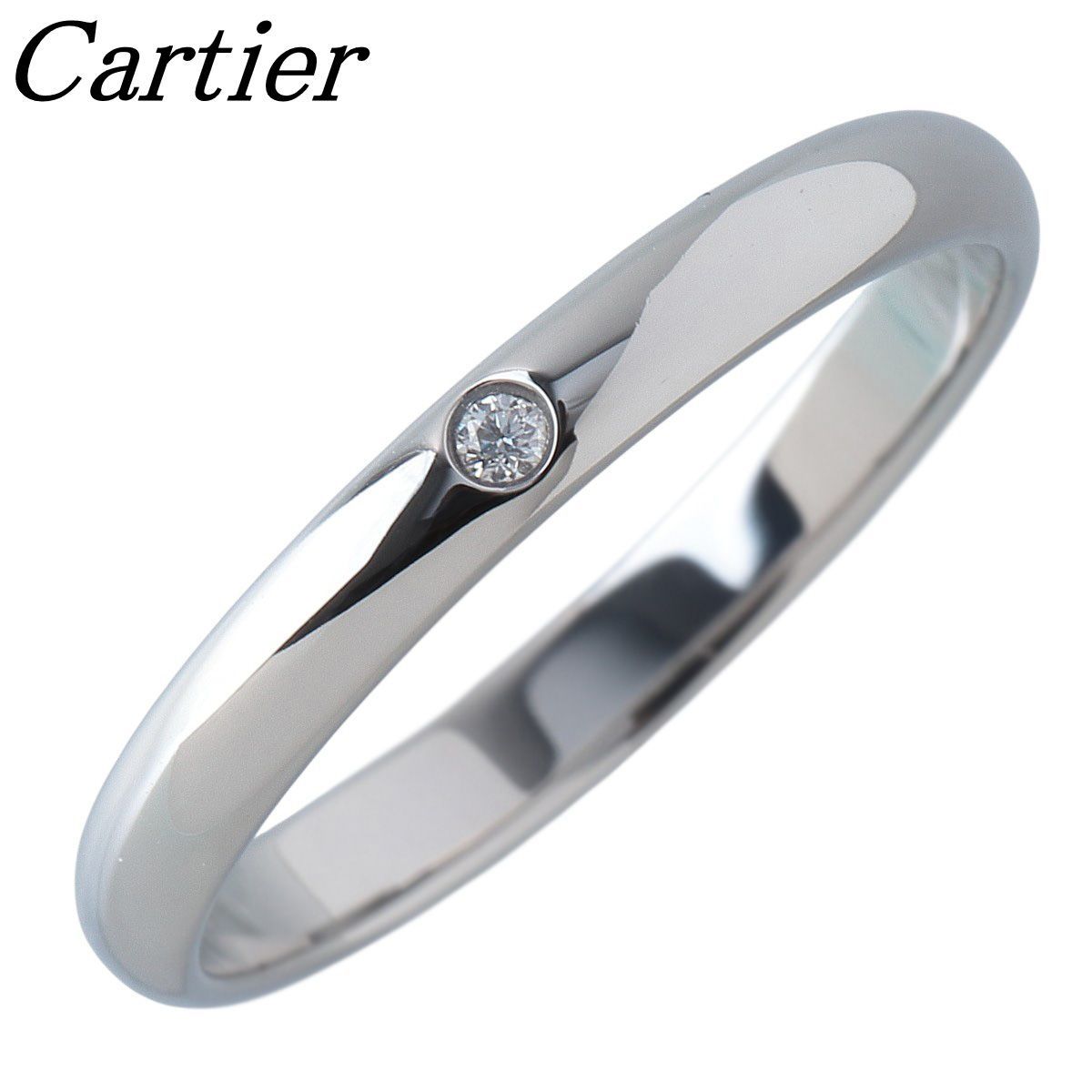 カルティエ ダイヤ リング 1895 ウェディング 1PD #52 幅2.5mm Pt950