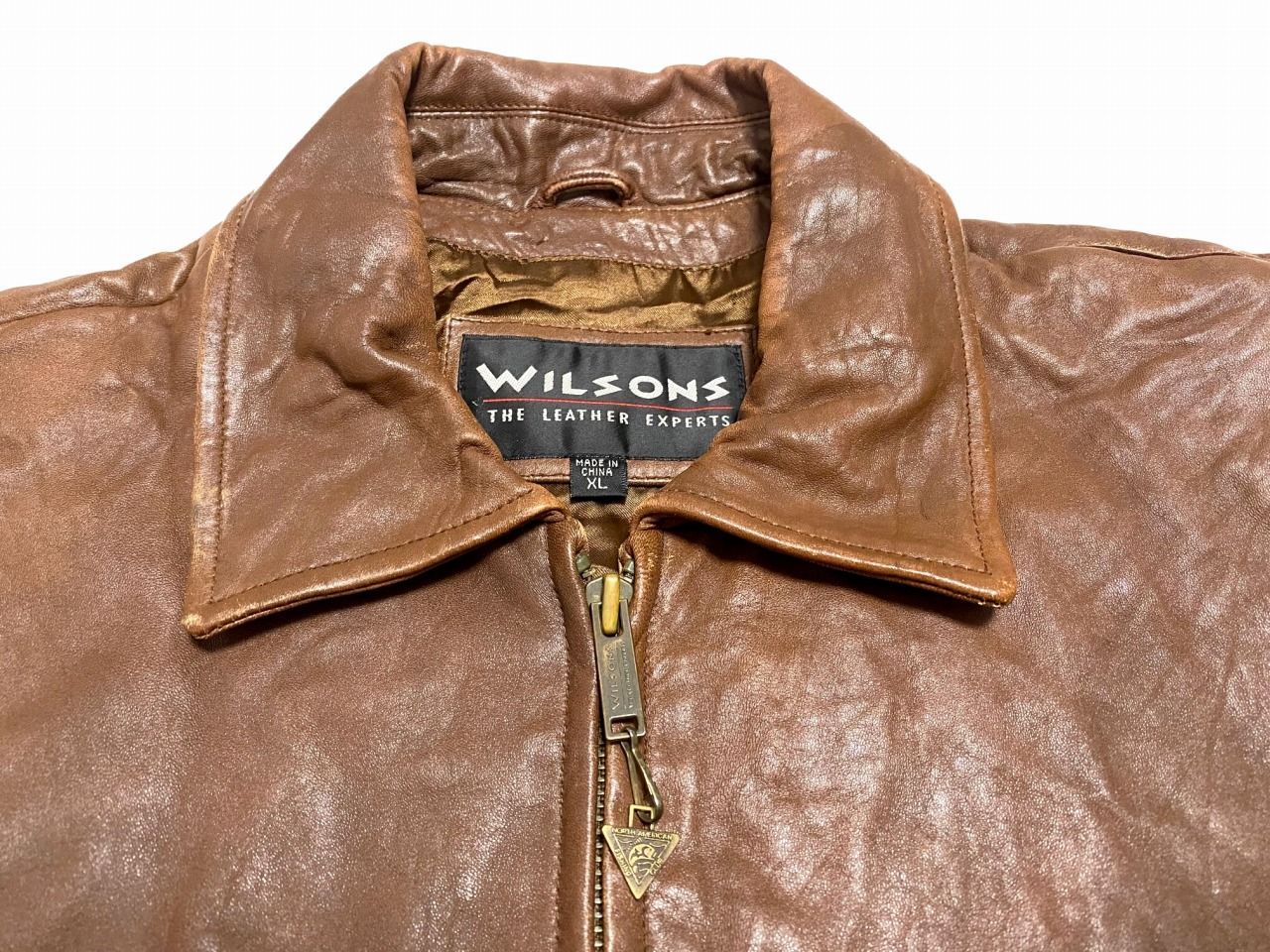 WILSONS 本革 レザージャケット XL ブラウン USA古着 ブルゾン ノース 