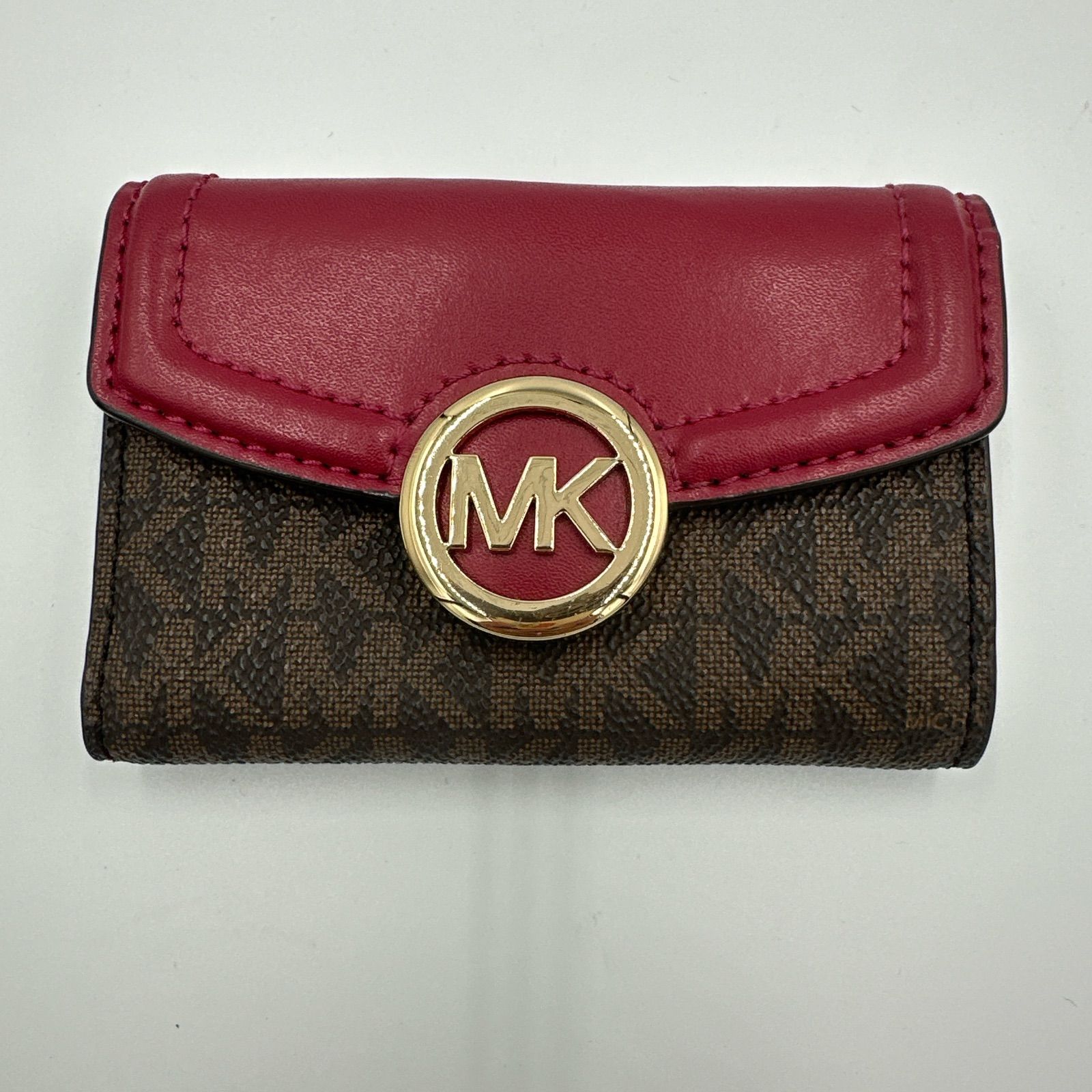 ▪️MICHAEL KORS｜MKロゴ キーケース ピンク×ブラウン PVC レザー