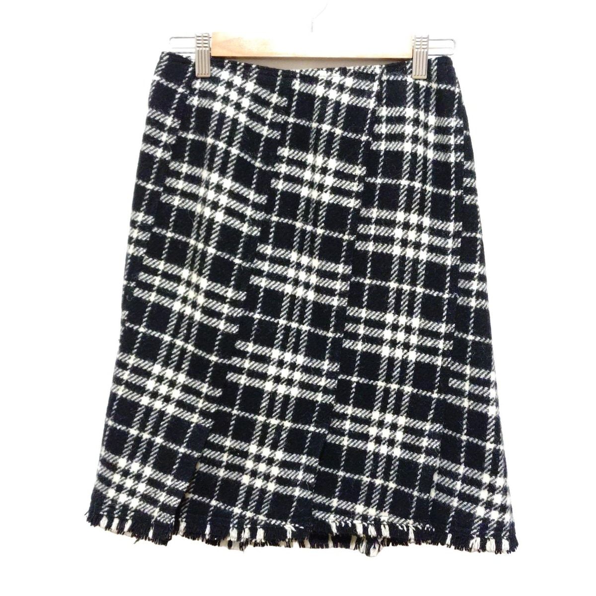 Burberry LONDON バーバリーロンドン スカート サイズ36 M レディース 黒 白 ひざ丈 チェック柄