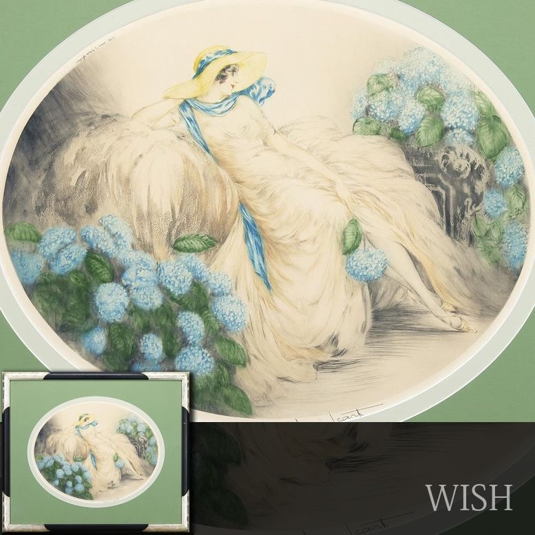 真作】【WISH】ルイ・イカール Louis Icart「あじさい」銅版画 約10号
