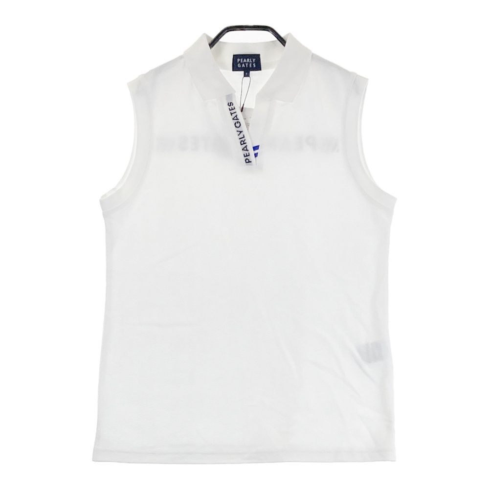 サイズ 1 PEARLY GATES パーリーゲイツ ノースリーブ ポロシャツ スキッパー ホワイト系 ゴルフウェア レディース ストスト