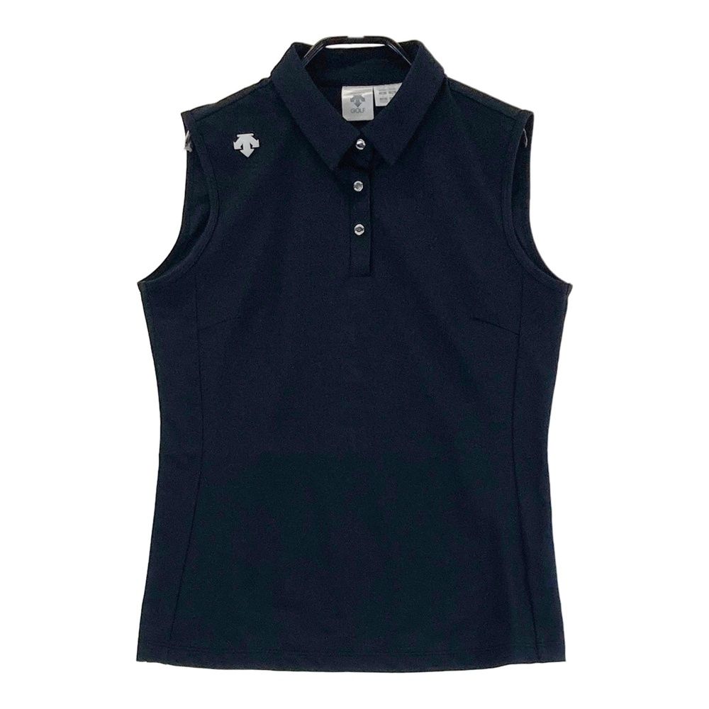 DESCENTE GOLF レディース　ノースリーブポロシャツ　新品　ブラック系 サイズ：L DESCENTE GOLF デサントゴルフ ノースリーブ ポロシャツ