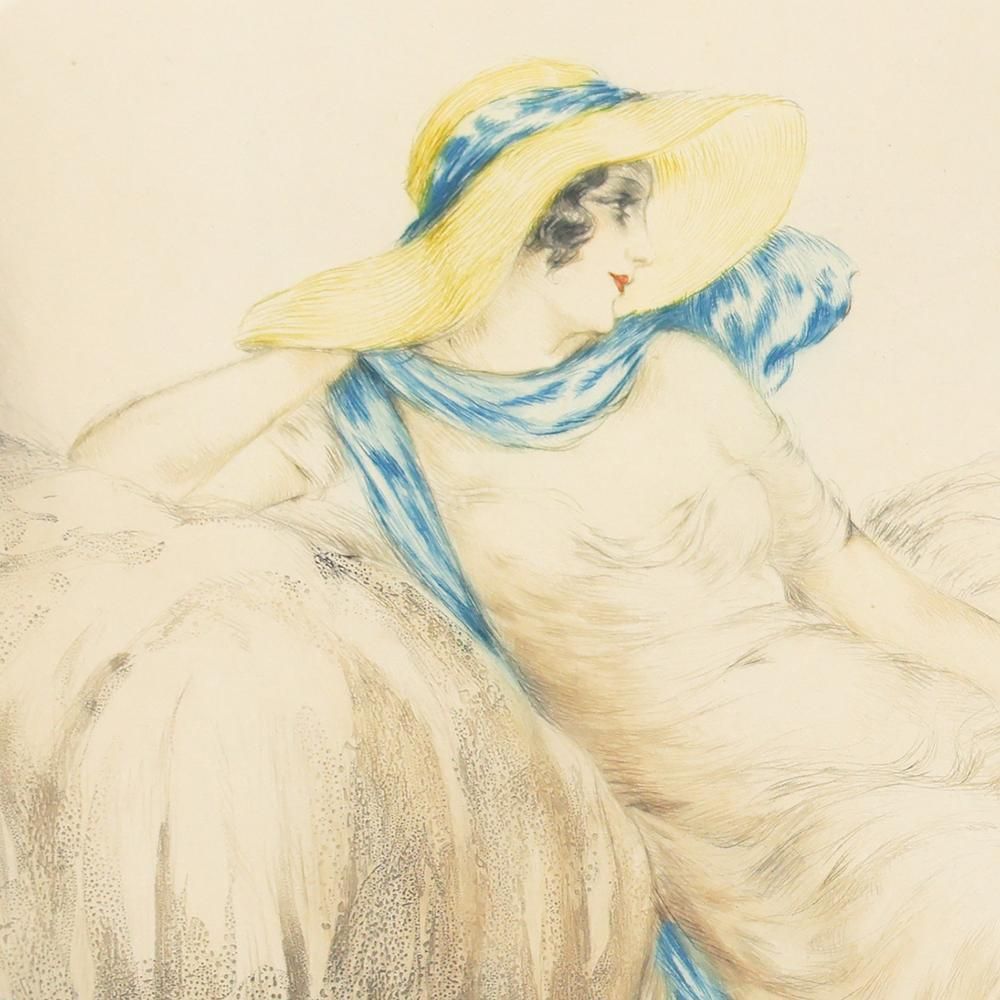 真作】【WISH】ルイ・イカール Louis Icart「あじさい」銅版画 約10号