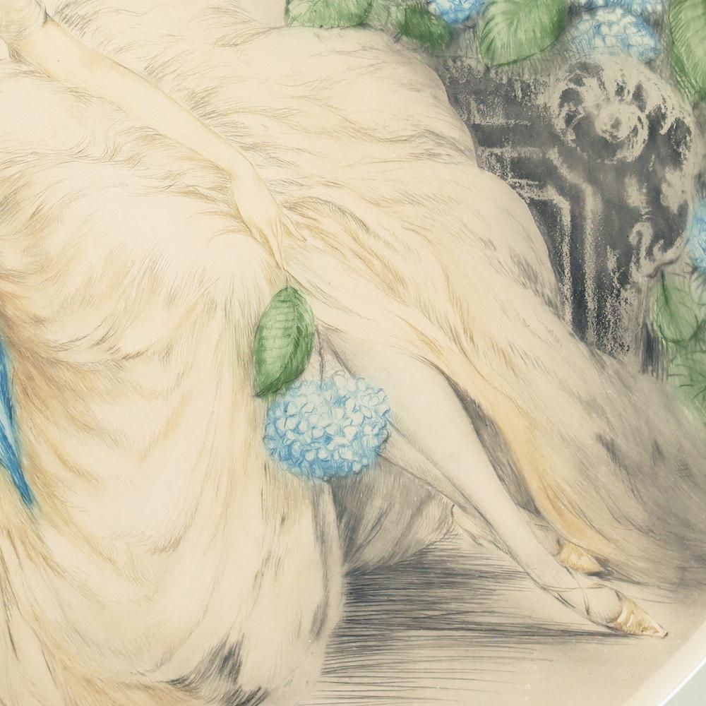 真作】【WISH】ルイ・イカール Louis Icart「あじさい」銅版画 約10号