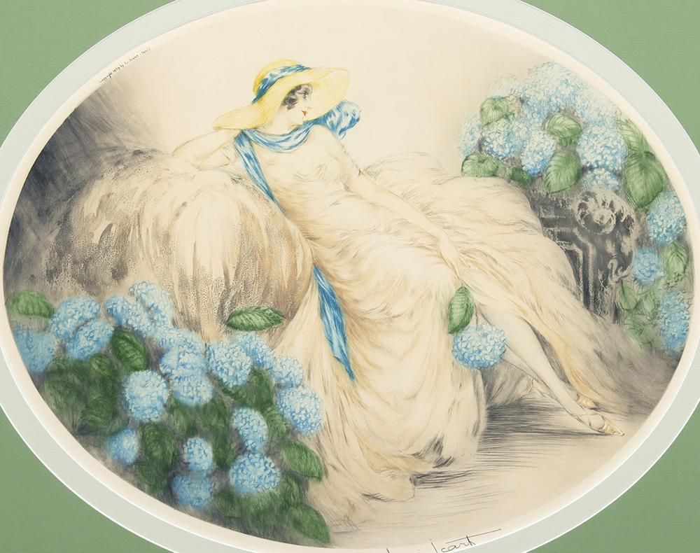 真作】【WISH】ルイ・イカール Louis Icart「あじさい」銅版画 約10号