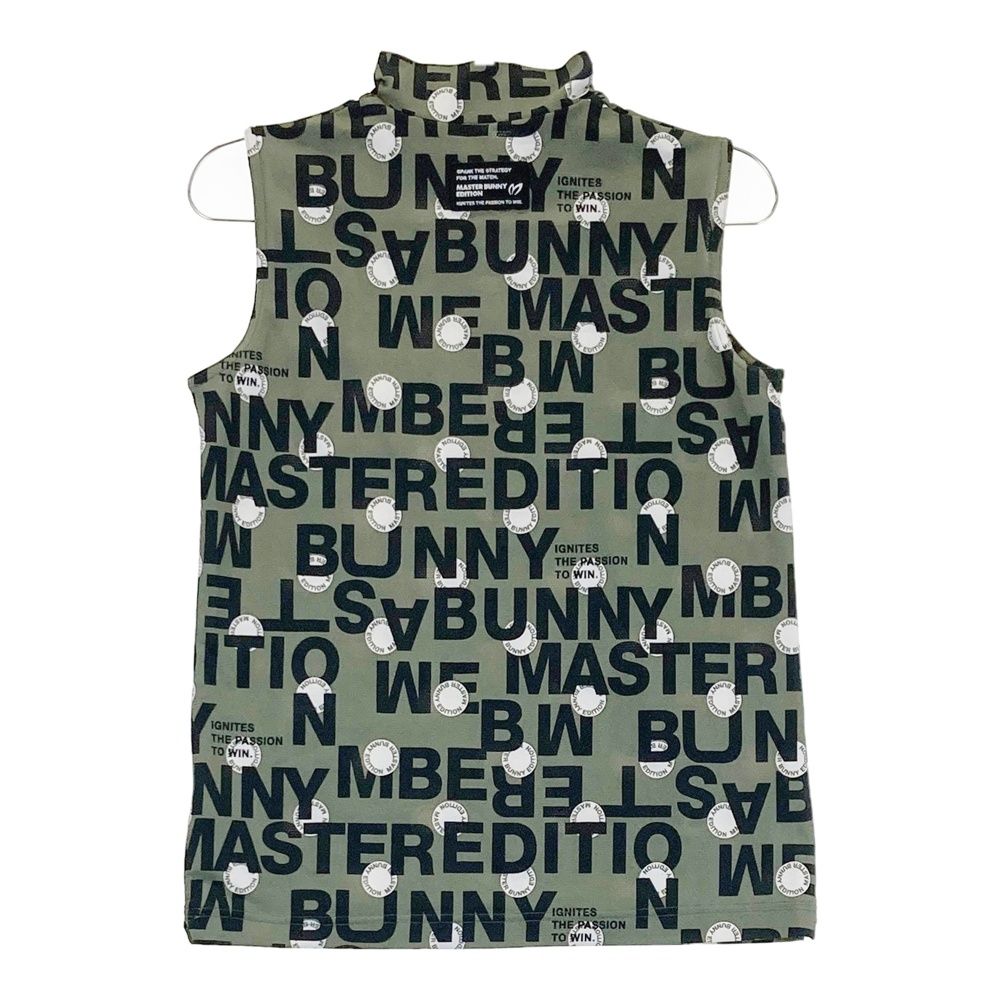 サイズ 0 MASTER BUNNY EDITION マスターバニーエディション モデル ハイネックノースリーブシャツ 総柄 カーキ系 ゴルフウェア レディース ストスト