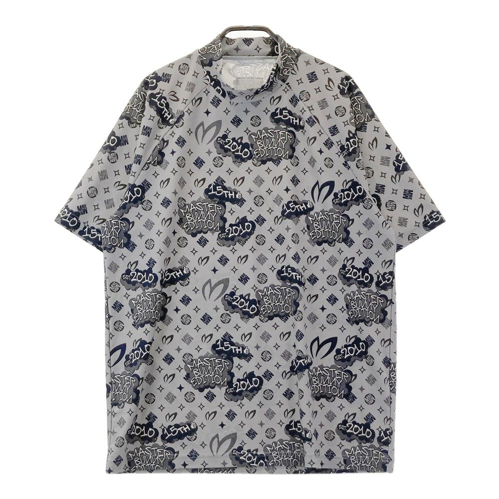 サイズ 5 MASTER BUNNY EDITION マスターバニーエディション 15周年 モデル ハイネック 半袖Tシャツ 総柄 グレー系 ゴルフウェア メンズ ストスト
