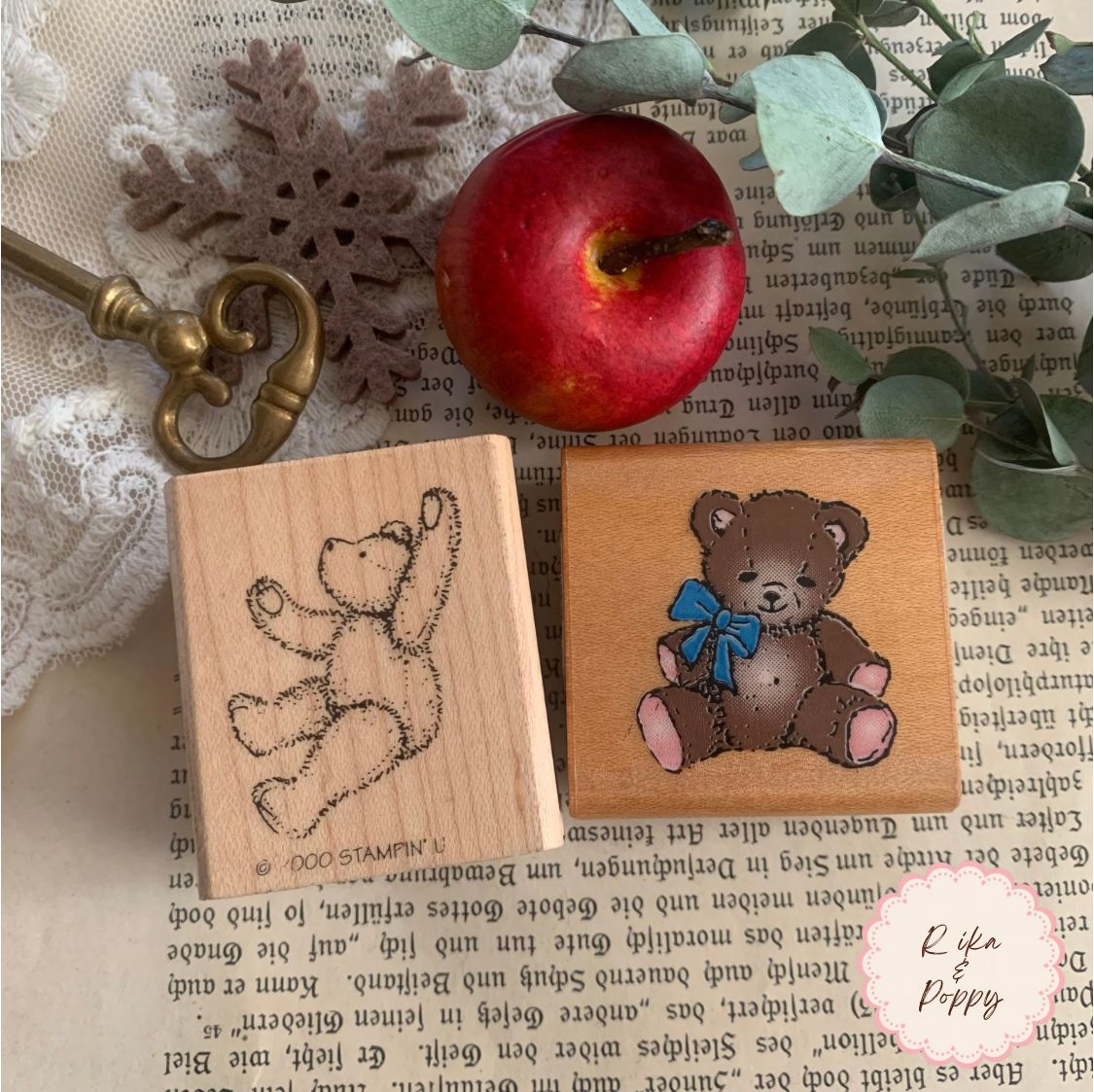 アメリカ製 ヴィンテージ 木製 ウッドスタンプ 2個セット くま